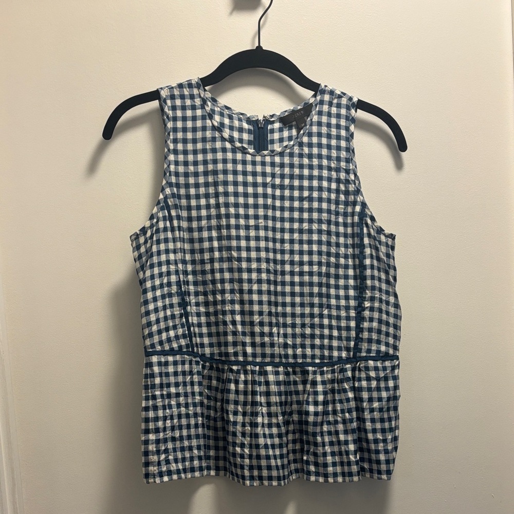 JCrew Gingham Peplum Tank